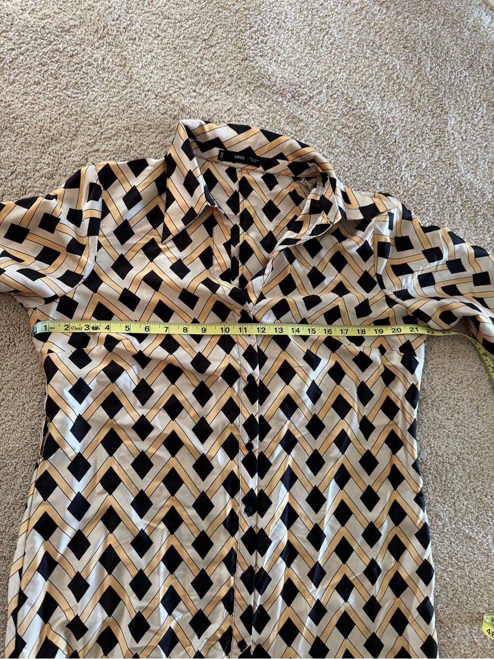 Mango Geometric Midi Shirt Dress - size 10 - Picture 10 of 11
